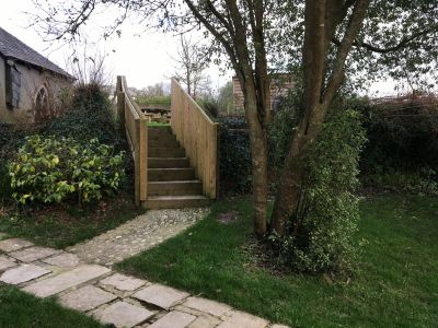 Steps from lower garden to upper terrace