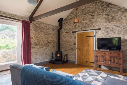 Cosy log burner with views across garden