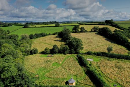 View showing spacing between yurts